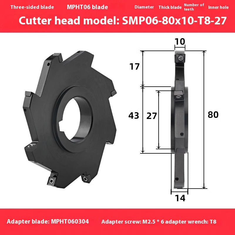 2082-CNC SMP 3 face and face milling cutter head saw blade sleeve indexable milling T-slot cutter head MPHT06 0812 Shandong Denso Pricision Tools Co.,Ltd.
